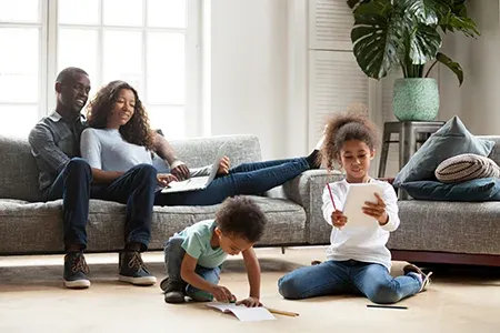 family relaxing in pest free home